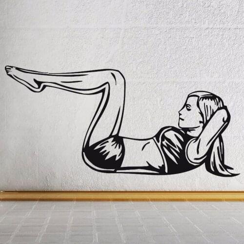 Girl fitness sports wall stickers living room gym vinyl wall stickers decorative painting 3A08