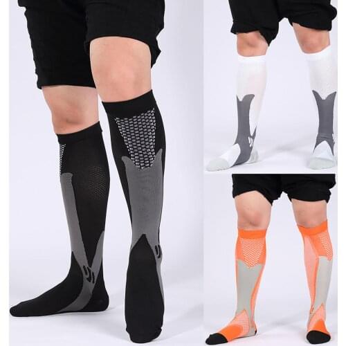 1Pair Breathable Men Compression Socks Color Block Pressure Varicose Veins Leg Relief Pain Stockings Knee High Stockings Socks