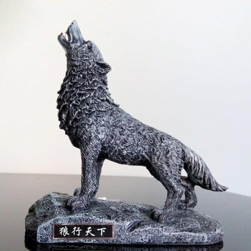 TENG WOLF ART SCULPTURE DECORATION ANIMAL WOLF DRAWN FIGURINES ORNAMENTS RESIN CRAFTS CREATIVE EUROPEAN HOME DECORATION R4846
