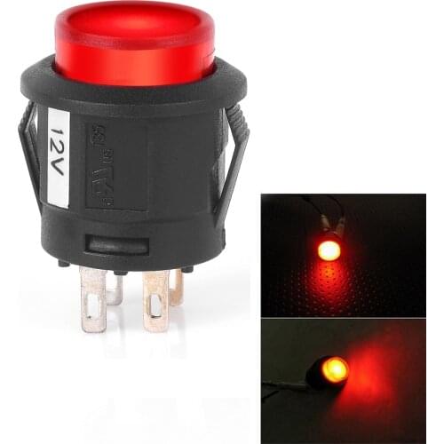 Jtron 4P SPST ON-OFF 12V Button Switch AC125V / 3A, AC250V / 1.5A 16mm Self-locking LED switch