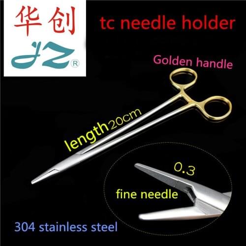 JZ Abdominal Surgical Instruments Medical Golden Handle Needle Holder Fine Needle Aesthetic Plastic Long Insert Needle Holder