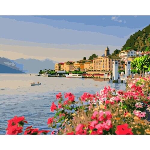 Framed DIY pictures Painting By Numbers Seascape Acrylic Painting Modern Picture Home Decor For Living Room 40x50cm oil painting