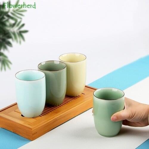 Ceramic Mug Porcelain Tea Cup Coffee Mug Teaware Kung Fu Tea Cup Set Creative Household Japanese Style Celadon Four-color Cup