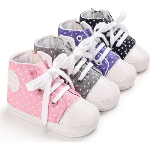 Toddler Baby Boys Girls Polka Dot Anti-Slip Shoes Sneakers Kids Toddler Soft Soled Walking Lace-Up Shoes First Walkers Clothes