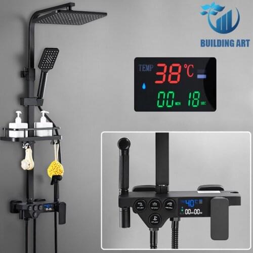 Brass Thermostatic Digital Display Shower Faucet Bathroom Faucet Rain Bathtub Faucet Shower Mixer Crane Bidet Faucet Hydropower