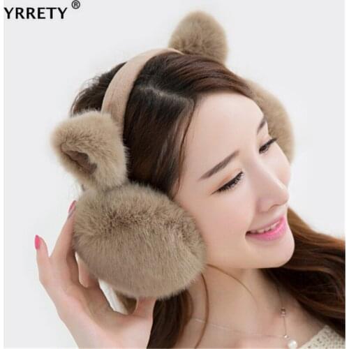 YRRETY 1pcs New Winter Fashion Lovely Girl Fur Earmuffs Keep Warm Rabbit Hair Cover Headphones Autumn Outdoor Protector Unisex