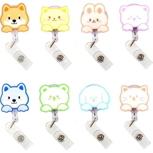 Cute Simple Animal Style Retractable Card Holder Badge Reel Nurse Exhibition Enfermera Girl And Boy Name Card