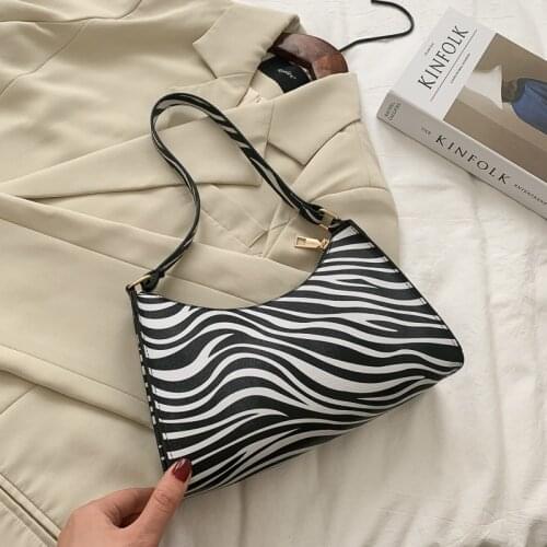 Fashion Zebra Print Women Luxury Handbag PU Leather Simple Underarm Shoulder Bags Female Daily Design Baguette Totes Purse Pouch