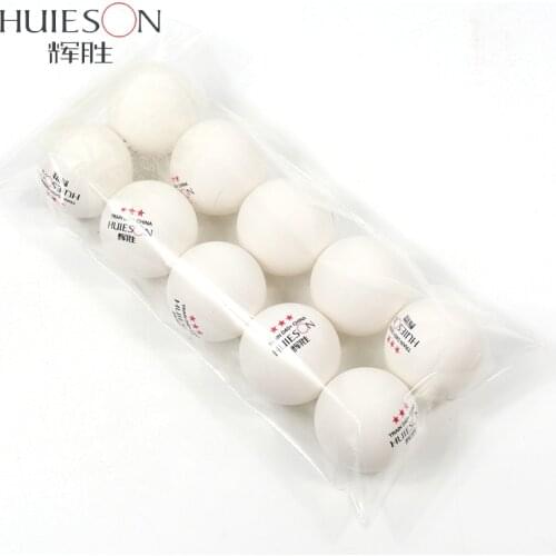 HUIESON 10pcs 3 Star New Material Table Tennis Ball D40+mm Diameter 2.8g ABS Plastic Ping Pong Balls for Table Tennis Training