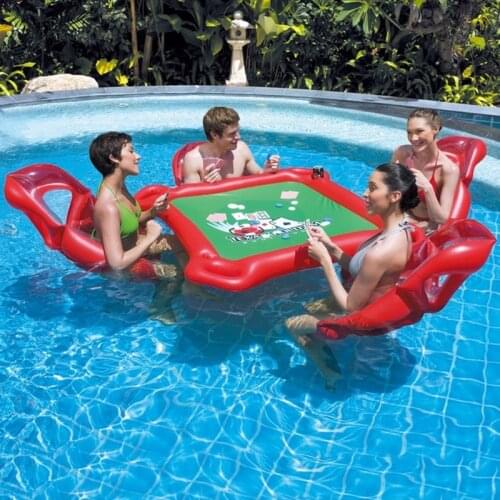 Inflatable mahjong water park Inflatable float bed floating mat Swimming props Mahjong table game water toy