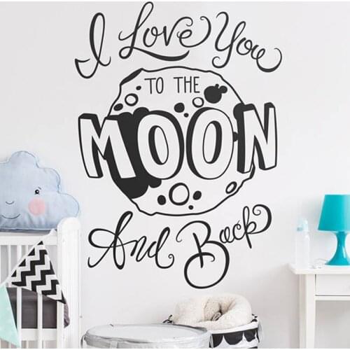 Nursery Wall Decals Quotes I Love You to the Moon and Back Moon Wall Sticker for Kids Room Use Vinyl Nursery Decor Mural X142