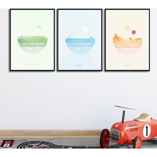 Tatooine Hoth Endor Planet Canvas Print Minimalist Science Fiction Posters Kids Room Decoration Painting Home Wall Art Pictures