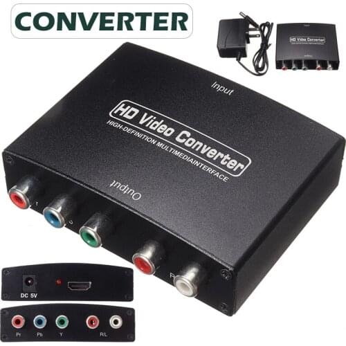 Newestl Female HDMI-compatible to 5RCA RGB Component YPbPr R/L Video Audio Adapter With USB DC Power Cable for HD TV