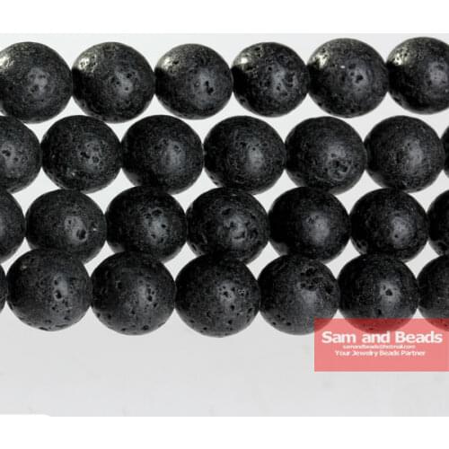 Wholesale Natural Black Volcanic Lava Stone Round Beads 16" Pick Size 4.6.8.10.12.14mm BVLB01