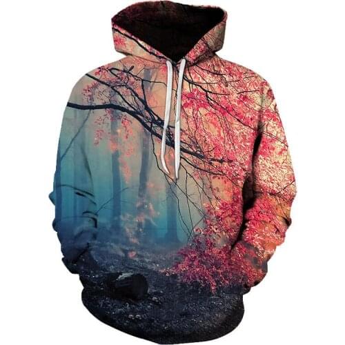 Autumn Fashion Natural scenery mens hoodies 3d print outdoor Maple leave Snowfield casual Sweatshirt Hoodies men oversized