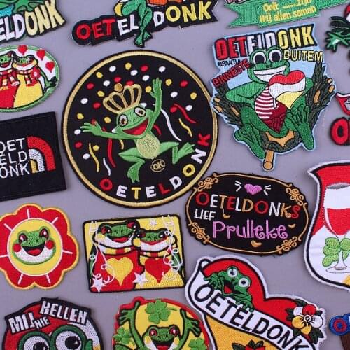Oeteldonk Ironing Applications Cartoon Frog Carnival for Netherland Embroidery Patch Badge Oeteldonk Emblem Patches For Jackets