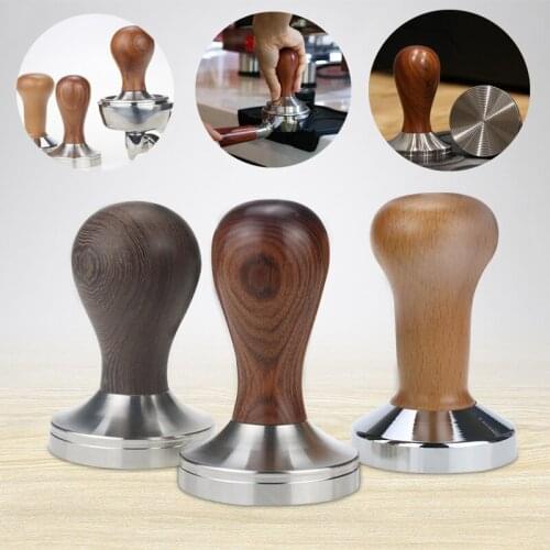 Food Grade Coffee Powder Hammer 51mm Wooden Handle Bean Tampers Flat Rippler Tamper Mat Wholesale