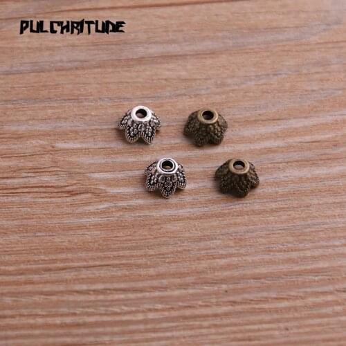 60pcs 5*8*8mm Two Color Receptacle Hollow MINI Flower DIY Spaced Jewelry Accessories Charms For Jewelry Making