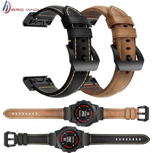 Genuine Leather 20 22 26mm Quick Fit Replacement Watch Band Strap with for Garmin Fenix 5 5X 5S Plus Forerunner 935/Approach S60