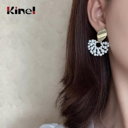 Kinel 100% 925 Sterling Silver Natural Baroque Pearl Earrings 18K Gold Top Quality Boho Jewelry Silver Earrings for Women