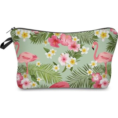 Cosmetic Bags Fashion Flower Leaf Animal Flamingo Full Printed Waterproof Multifunction Makeup Handbags Totes For Women Girl
