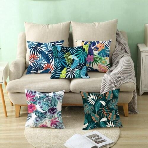 Tropical Plant Green Leaves Garden Cushion Cover Pillow Case Flower Home Throw 6Pcs Pillowcase