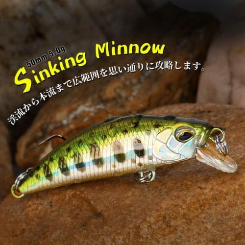 TSURINOYA 6pc DW63 50mm/5g Sinking Minnow Fishing Wobbler Mini Minnow Hard Lure Crank Bait Long Cast Fishing Lure For Trout Bass