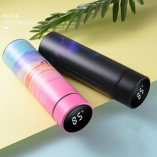500ml Creative Color Smart Thermos Water Bottle LED Touch Temperature Display Stainless Steel Vacuum Flask Custom Gift Mug