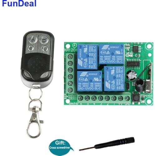 433mhz Universal Wireless Remote Control Switch DC 12V 4CH RF Relay Receiver Module + Smart Remote Controls 433 MHz Transmitter