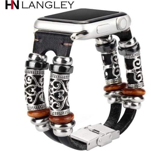 Double circle Vintage Woven Leather Bracelets Band for Apple Watch 42mm 38mm Genuine Leather bands for iwatch Strap Series 1 2 3