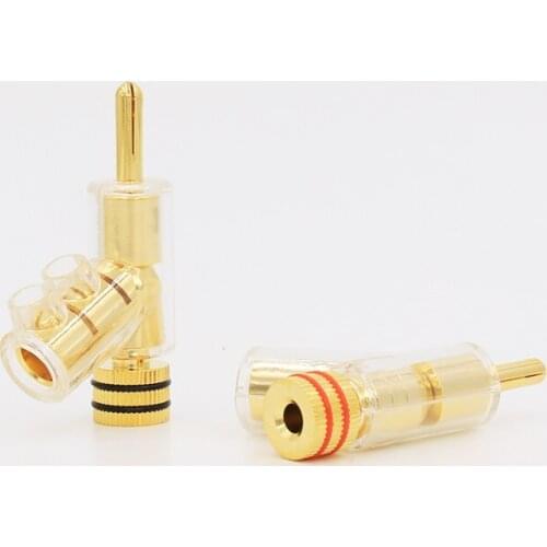High Performance 24K Gold plated Audio Banana Connectors 45Dgree Locking banana