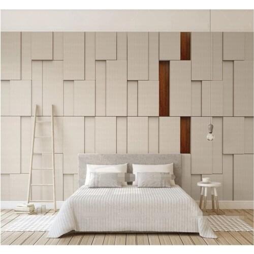 Xuesu Rice color cloth three-dimensional square wood Mosaic 3D TV background wall custom wallpaper 8D waterproof wall cloth