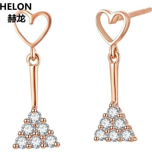 Solid 14k Rose Gold Stud Earrings Engagement Wedding Full Cut Natural Diamonds Earrings Women