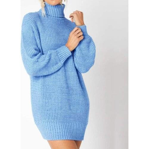 Women Long Sweater Turtle Neck Knitted Pullover Full Sleeve Loose sweater pink solid fall sweaters for women dropshipping clothe