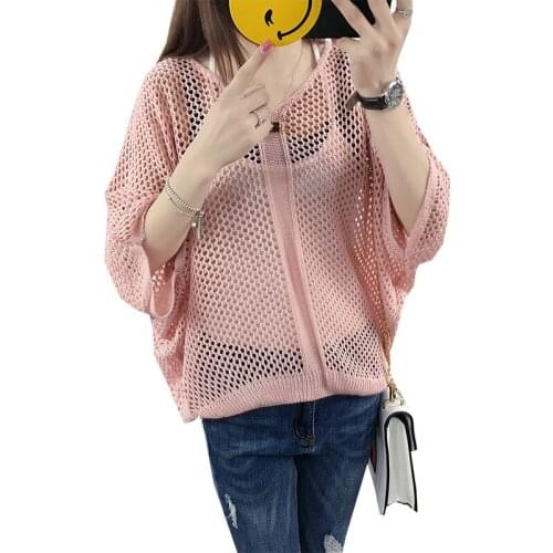 Sweater Pullover 2021 Women Spring And Summer New Loose Short Sleeve Hollow Bat womens Sweaters And Pullovers Vestidos LXJ493