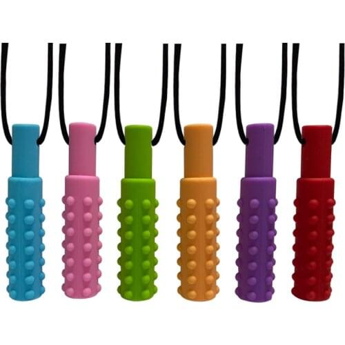 1PC Creative Silicone Block Teether For Autistic Kids Necklace Silicone Sensory Chewing Toys Pendant