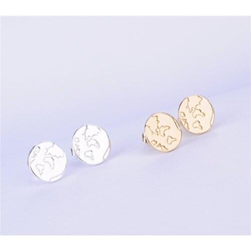 10 Pair_Wholesale New Fashion Cute World Map Stud Earrings For Traveler Gift For Chrtistmas Gift Handmade Travel Globe Jewelry