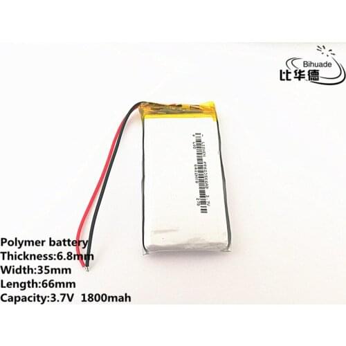10pcs/lot 3.7V 1800mAH 683566 Polymer lithium ion / Li-ion Rechargeable battery for DVR,GPS,mp3,mp4