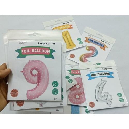 10pcs/lot Retail Packing and 100cm 40" Digital Number Foil Balloons Helium Support Event Party Decoration Birthday Supplies