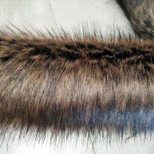 170cm*10cm Black Long Pile 3.5-4cm Plush Faux Fox Fabric DIY Fashion Garment Material Topper Dyed Faux Fur Fabric Decoration Fur