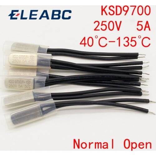 2PCS KSD9700 250V 5A Bimetal Disc Temperature Switch N/O Thermostat Thermal Protector 40~135 degree centigrade