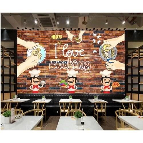 3d wallpaper custom photo mural Nostalgic brick wall chef kitchen cooking gourmet restaurant living room wallpaper for walls 3 d