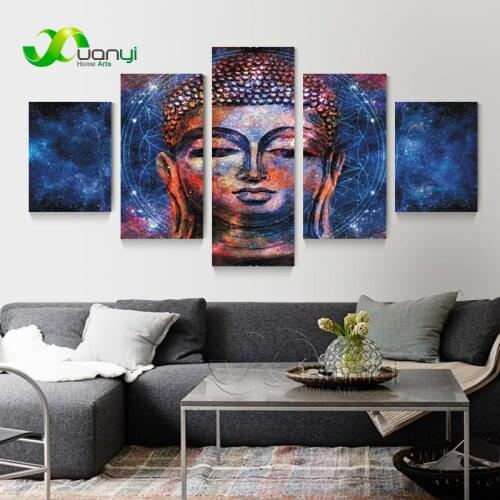 5 Pcs Abstract Buddha Painting Wall Art Canvas Poster Picture Home Cuadros Zen Budda Buda Wall Picture For Living Room Unframed
