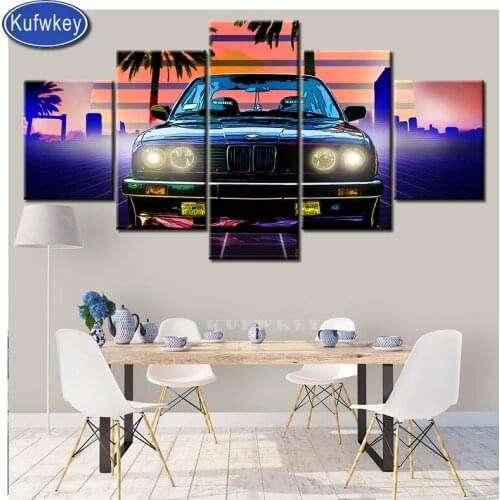 5d diy diamond painting Cool Pull the wind car painting Rhinestones Diamond Embroidery full square round drill scenery 5pcs/set