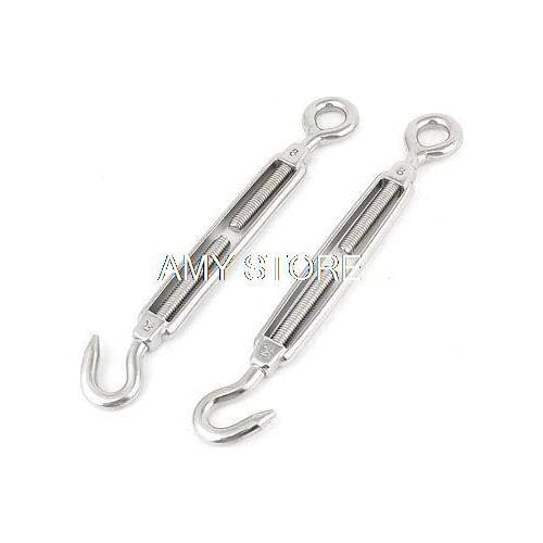 7.5" Long Adjustable Stainless Steel M8 8mm Male Thread Eye Hook Turnbuckle
