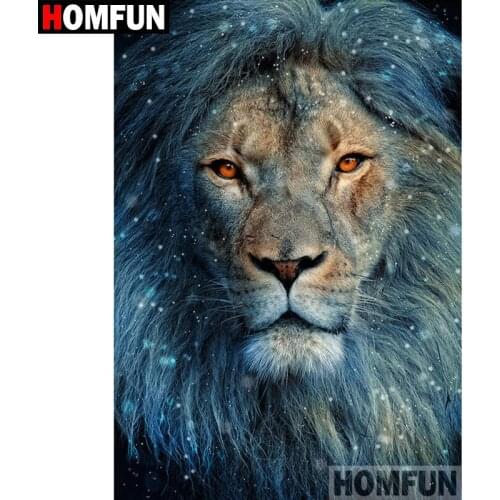 HOMFUN 5D DIY Diamond Painting Full Square/Round Drill "Animal lion" 3D Embroidery Cross Stitch gift Home Decor A00155