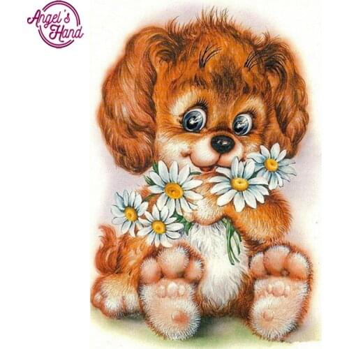 Diamond Embroidery dog icon 5D Diy diamond painting Cross Stitch animal picture Rhinestones diamond mosaic pattern flowers