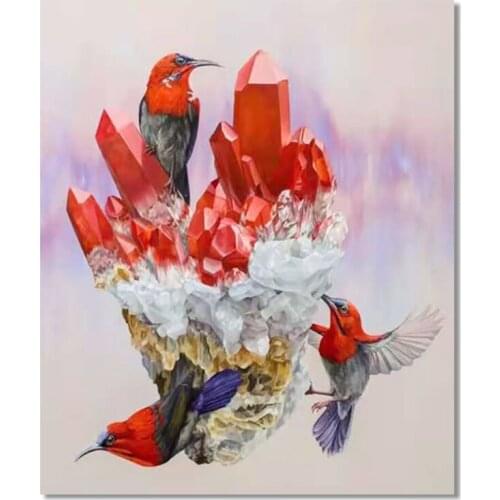 QIZITENG 5D DIY Animal Diamond Painting Round Hummingbird Rhinestone Mosaic Cross Stitch Set Home Decoration Gift Clearance Sale
