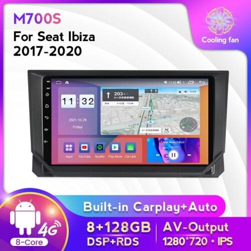 Car Multimedia GPS Navigation For Seat Ibiza 2017 2018 2019 2020 Stereo Player Built-in Cooling Fan 4G LTE Android Auto