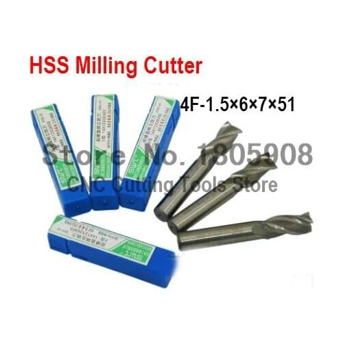 Free shipping 5pcs 1.5mm 4 Flute HSS & Extended Aluminium End Mill Cutter CNC Bit Milling Machinery tools Cutting tools